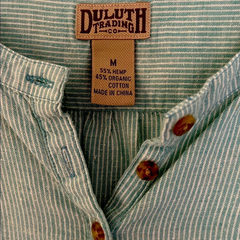 Duluth Trading Co Sea Foam Green Striped Tunic